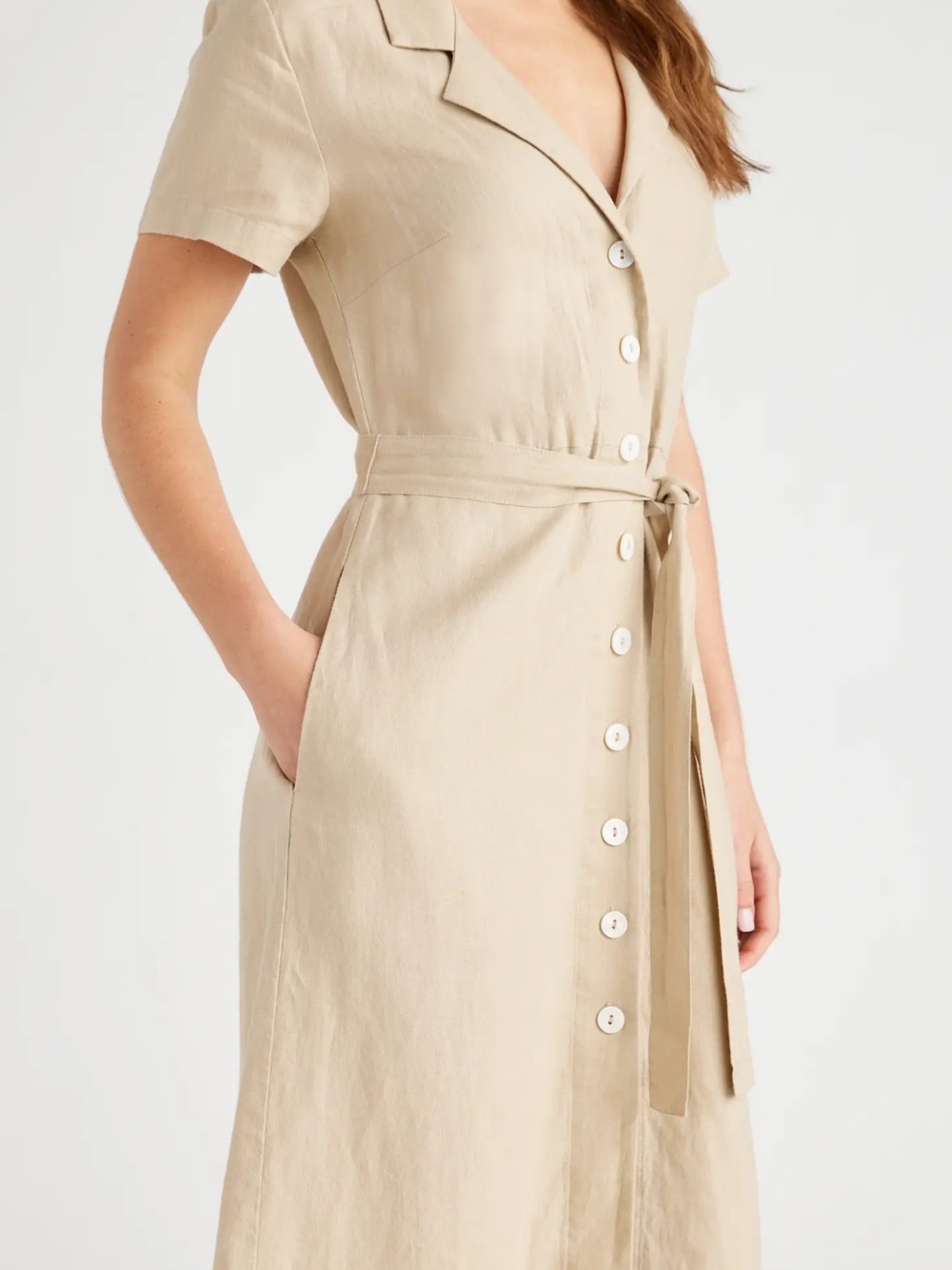 Quince 100% European Linen Button Front Dress - Picture 8 of 8